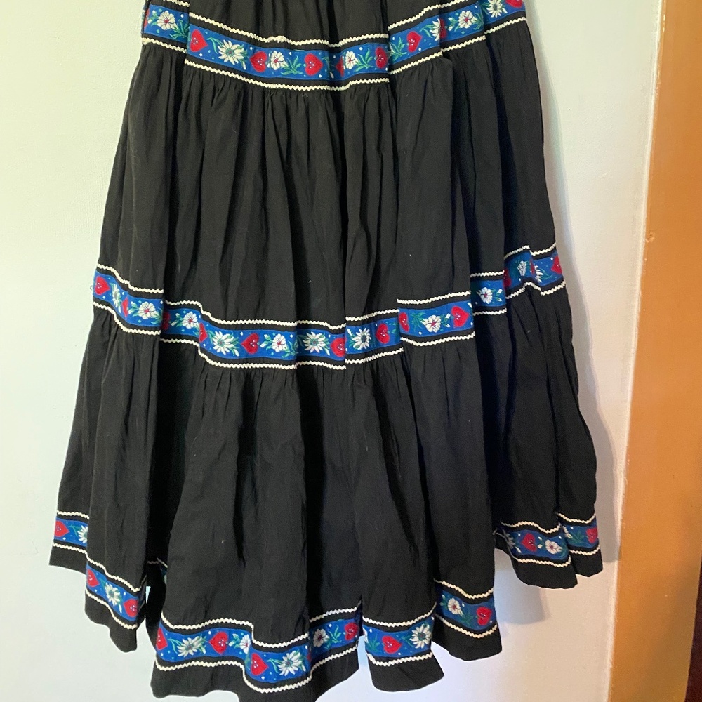 1950s Vtg from Santa Fe Tiered Long Patio Circle Skirt Black Sz Small Southwest - Picture 6 of 8